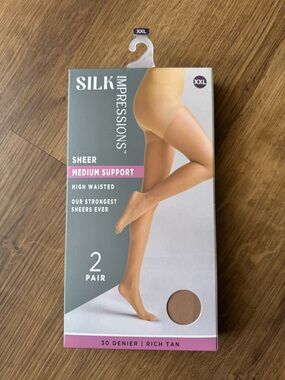 NWT - Silk Impressions - 2 Pair Sheer Hosiery - Rich Tan